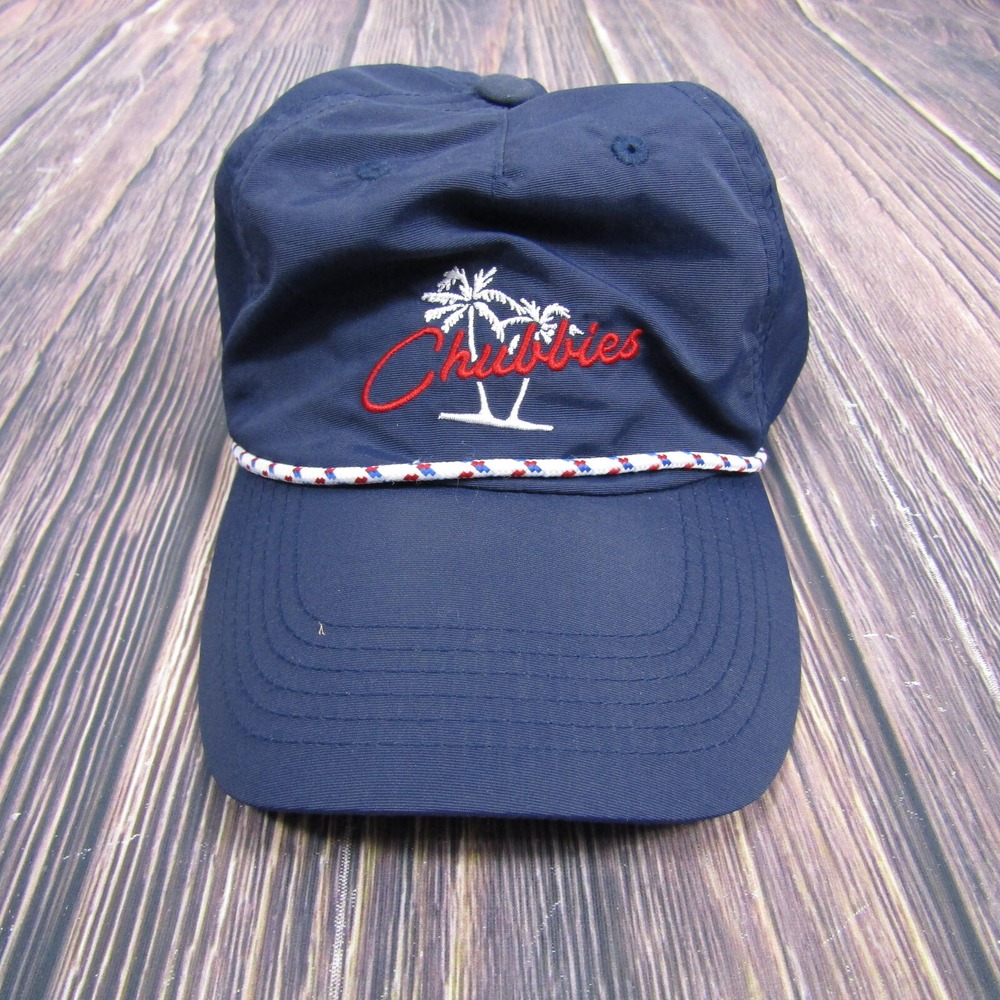 Chubbies Rope Hat Mens OSFM Navy Blue Palm Tree Embroidered Nylon Snapback Cap
